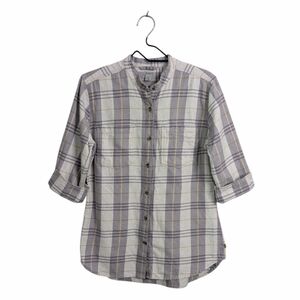 Carhartt Woman Lilac Plaid Button Down Shirt 3/4 Sleeves Casual Fall Country M